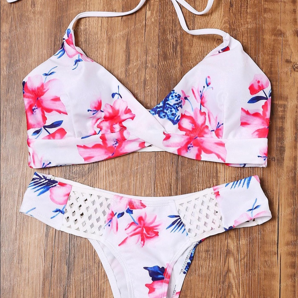 White Floral Bikini